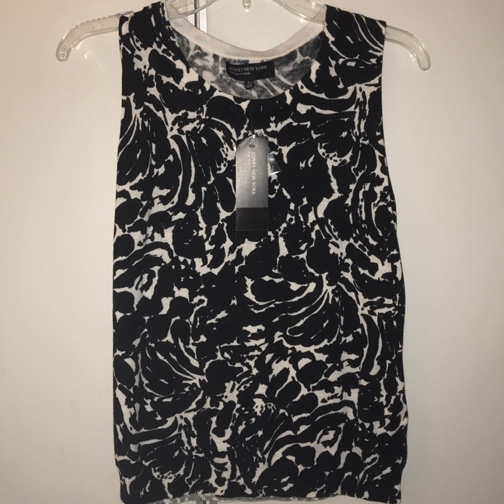 Jones New York black & white knit blouse (Small)